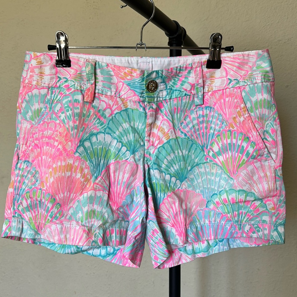 Lilly Pulitzer The Callahan Shorts Shell Print Pink Blue Green Size 2
